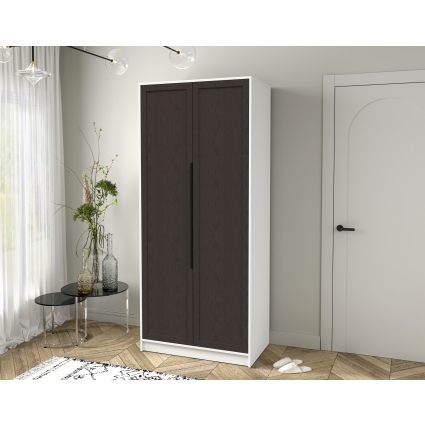 Шкаф распашной Тренд КТ-Ш2 (Белый платинум ЛДСП/ Дуб английский ЛМДФ) Ш918 В2128 Г547 Шкаф распашной Тренд КТ-Ш2 (Белый платинум ЛДСП/ Дуб английский ЛМДФ) Ш918 В2128 Г547